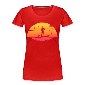Sonnenaufgang Paddle Board Paddel Surf Standing Paddle - Frauen Premium Bio T-Shirt - Rot - Vorne - Mia (176cm)