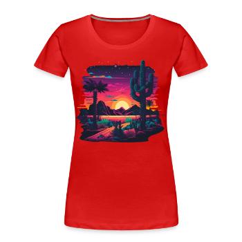Neonlandschaft - Frauen Premium Bio T-Shirt - Rot - Vorne - Mia (176cm)
