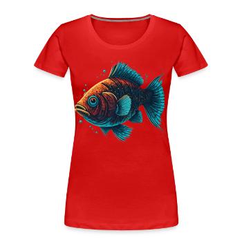Lustige Fische - Frauen Premium Bio T-Shirt - Rot - Vorne - Mia (176cm)