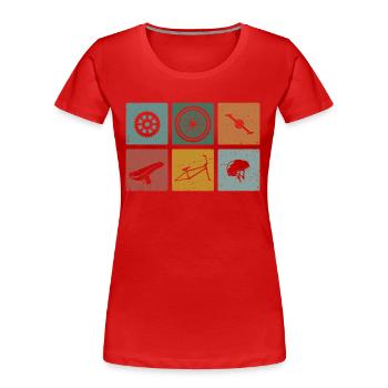 Vintage cycle parts cycling t-shirt cyclist - Women's Premium Organic T-Shirt - red - Front - Mia (176cm)