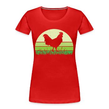 Hahn - Frauen Premium Bio T-Shirt - Rot - Vorne - Mia (176cm)