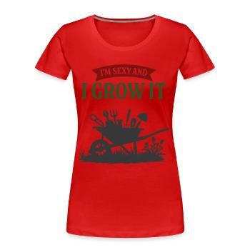Ich bin sexy und ich lasse es wachsen - Frauen Premium Bio T-Shirt - Rot - Vorne - Mia (176cm)