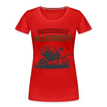 Ich wäre lieber im Schrebergarten - Frauen Premium Bio T-Shirt - Rot - Vorne - Mia (176cm)