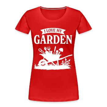 Ich liebe meinen Garten - Frauen Premium Bio T-Shirt - Rot - Vorne - Mia (176cm)