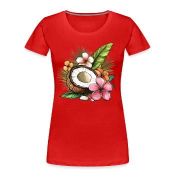 Tropische Kokosnuss - Frauen Premium Bio T-Shirt - Rot - Vorne - Mia (176cm)