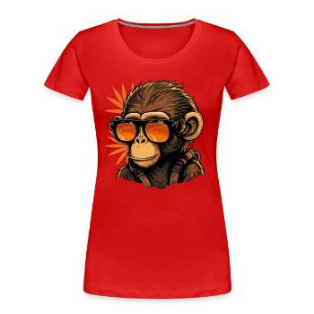 Cool monkey with sunglasses - Women's Premium Organic T-Shirt - red - Front - Mia (176cm)