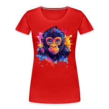 Colorful Monkey Head Splash - Women's Premium Organic T-Shirt - red - Front - Mia (176cm)