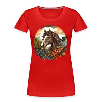 Cheval dans un paradis tropical - T-shirt bio Premium Femme - rouge - Devant - Mia (176cm)