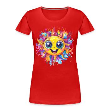 Strahlende Sonne - Frauen Premium Bio T-Shirt - Rot - Vorne - Mia (176cm)