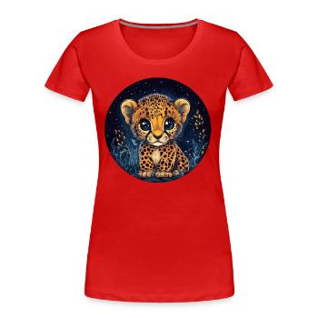 Bébé guépard la nuit - T-shirt bio Premium Femme - rouge - Devant - Mia (176cm)