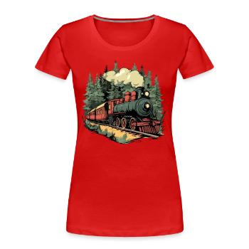 Waldzug im Sonnenlicht - Frauen Premium Bio T-Shirt - Rot - Vorne - Mia (176cm)