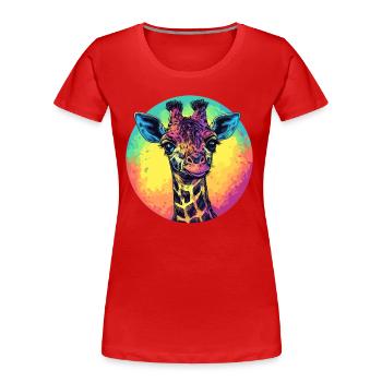 Girafe colorée avec dégradé - T-shirt bio Premium Femme - rouge - Devant - Mia (176cm)