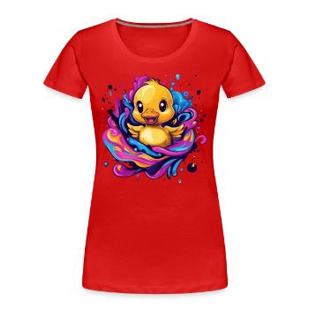 Quietschende Badeente Splash - Frauen Premium Bio T-Shirt - Rot - Vorne - Mia (176cm)