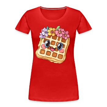 Waffel mit Blumen - Frauen Premium Bio T-Shirt - Rot - Vorne - Mia (176cm)
