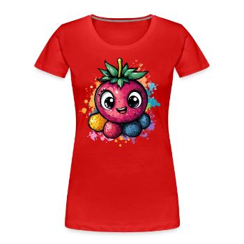 La joie des baies avec les yeux - T-shirt bio Premium Femme - rouge - Devant - Mia (176cm)