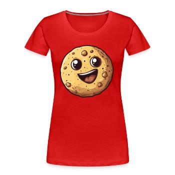 Biscuit joyeux avec le sourire - T-shirt bio Premium Femme - rouge - Devant - Mia (176cm)