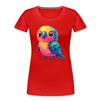 Bunter Papagei knuffig - Frauen Premium Bio T-Shirt - Rot - Vorne - Mia (176cm)