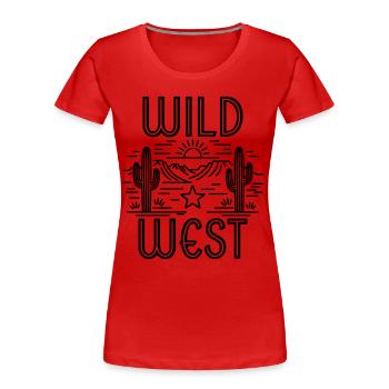 Wilder Westen - Frauen Premium Bio T-Shirt - Rot - Vorne - Mia (176cm)