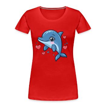 Herziger Delfin - Frauen Premium Bio T-Shirt - Rot - Vorne - Mia (176cm)