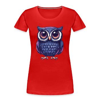 Niedliche Eule mit Kulleraugen - Frauen Premium Bio T-Shirt - Rot - Vorne - Mia (176cm)