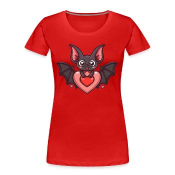 Herzfledermaus mit Glubschaugen - Frauen Premium Bio T-Shirt - Rot - Vorne - Mia (176cm)