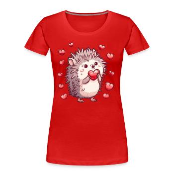 Mignon coeur hérisson - T-shirt bio Premium Femme - rouge - Devant - Mia (176cm)