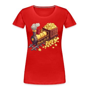 Goldzug Abenteuer - Frauen Premium Bio T-Shirt - Rot - Vorne - Mia (176cm)