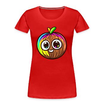 Fröhliche Kokosnuss mit Regenbogen - Frauen Premium Bio T-Shirt - Rot - Vorne - Mia (176cm)