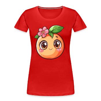 Pêche avec fleur - T-shirt bio Premium Femme - rouge - Devant - Mia (176cm)