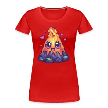 Vulkan mit Herzchen - Frauen Premium Bio T-Shirt - Rot - Vorne - Mia (176cm)