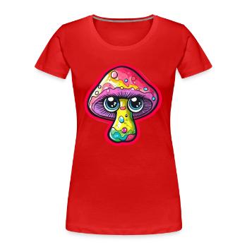 Champignon coloré avec des yeux - T-shirt bio Premium Femme - rouge - Devant - Mia (176cm)
