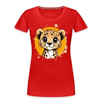 Baby cheetah in yellow - Women's Premium Organic T-Shirt - red - Front - Mia (176cm)