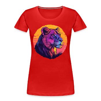 Lionne dans un jeu de couleurs - T-shirt bio Premium Femme - rouge - Devant - Mia (176cm)