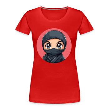 Ninja mit großen Augen - Frauen Premium Bio T-Shirt - Rot - Vorne - Mia (176cm)