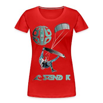Kiter SEND IT - Frauen Premium Bio T-Shirt - Rot - Vorne - Mia (176cm)