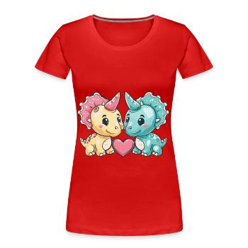 Dinosaurier triceratops Paar Liebe - Frauen Premium Bio T-Shirt - Rot - Vorne - Mia (176cm)