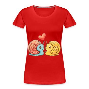 Couple d’escargots amoureux Animal Saint-Valentin - T-shirt bio Premium Femme - rouge - Devant - Mia (176cm)