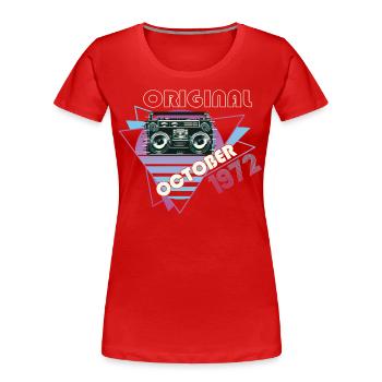 Vintage 1972 Cadeau d’anniversaire Cassette Rétro - T-shirt bio Premium Femme - rouge - Devant - Mia (176cm)