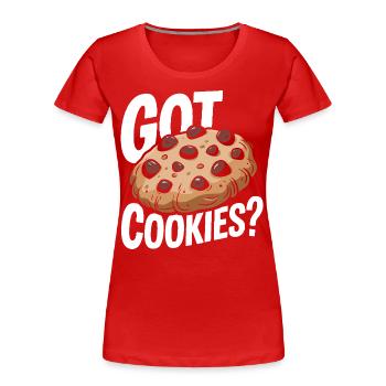 Cookies Biscuits Biscuits Biscuits Chocolat - T-shirt bio Premium Femme - rouge - Devant - Mia (176cm)