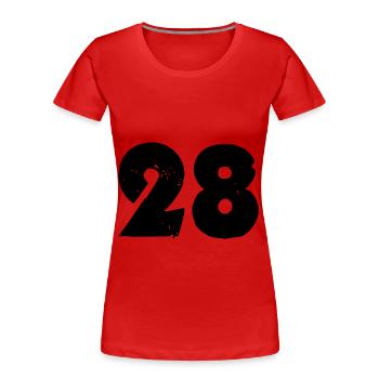 Nombre 28 - T-shirt bio Premium Femme - rouge - Devant - Mia (176cm)