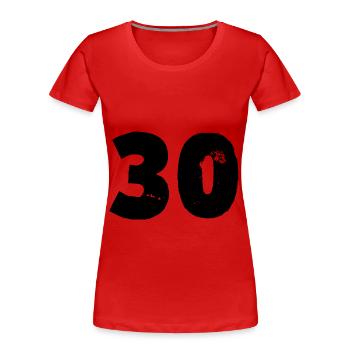 30 Zahl - Frauen Premium Bio T-Shirt - Rot - Vorne - Mia (176cm)