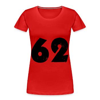 Numéro 62 - T-shirt bio Premium Femme - rouge - Devant - Mia (176cm)