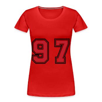 97 Symbole numérique - T-shirt bio Premium Femme - rouge - Devant - Mia (176cm)