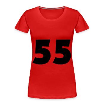 Numéro 55 - T-shirt bio Premium Femme - rouge - Devant - Mia (176cm)