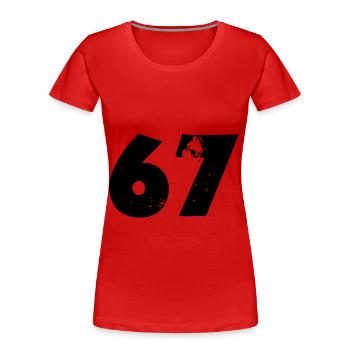 67 Number - Women's Premium Organic T-Shirt - red - Front - Mia (176cm)