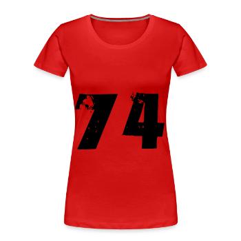 74 Nombre - T-shirt bio Premium Femme - rouge - Devant - Mia (176cm)