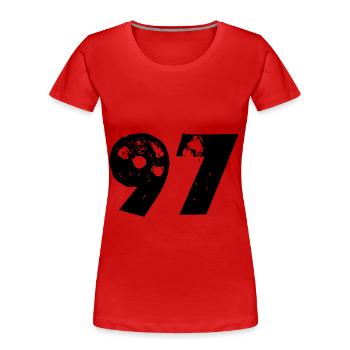 97 Nombre - T-shirt bio Premium Femme - rouge - Devant - Mia (176cm)