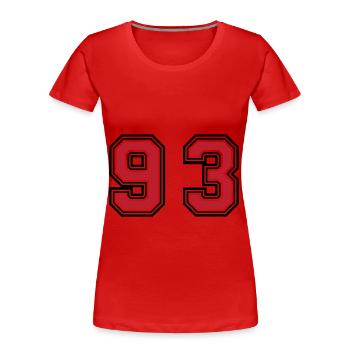 93 Number Symbol - Women's Premium Organic T-Shirt - red - Front - Mia (176cm)