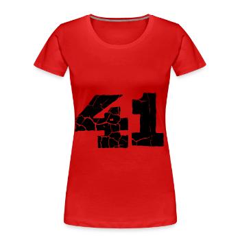Maillot à 41 numéros - T-shirt bio Premium Femme - rouge - Devant - Mia (176cm)