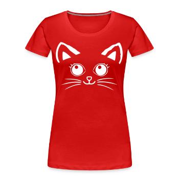 Visage de chat - T-shirt bio Premium Femme - rouge - Devant - Mia (176cm)